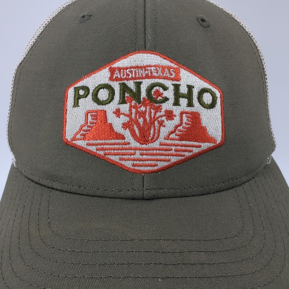 Poncho Hat Cap Snap Back‎ Gray Trucker Adjustable Outdoors Casual Austin Texas - Picture 2 of 9
